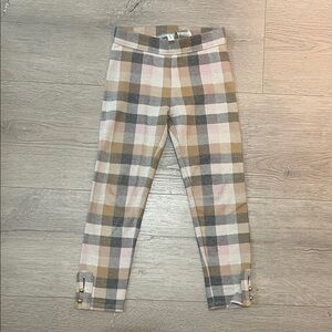 Janie and Jack Plaid Leggings in Pink and Tan